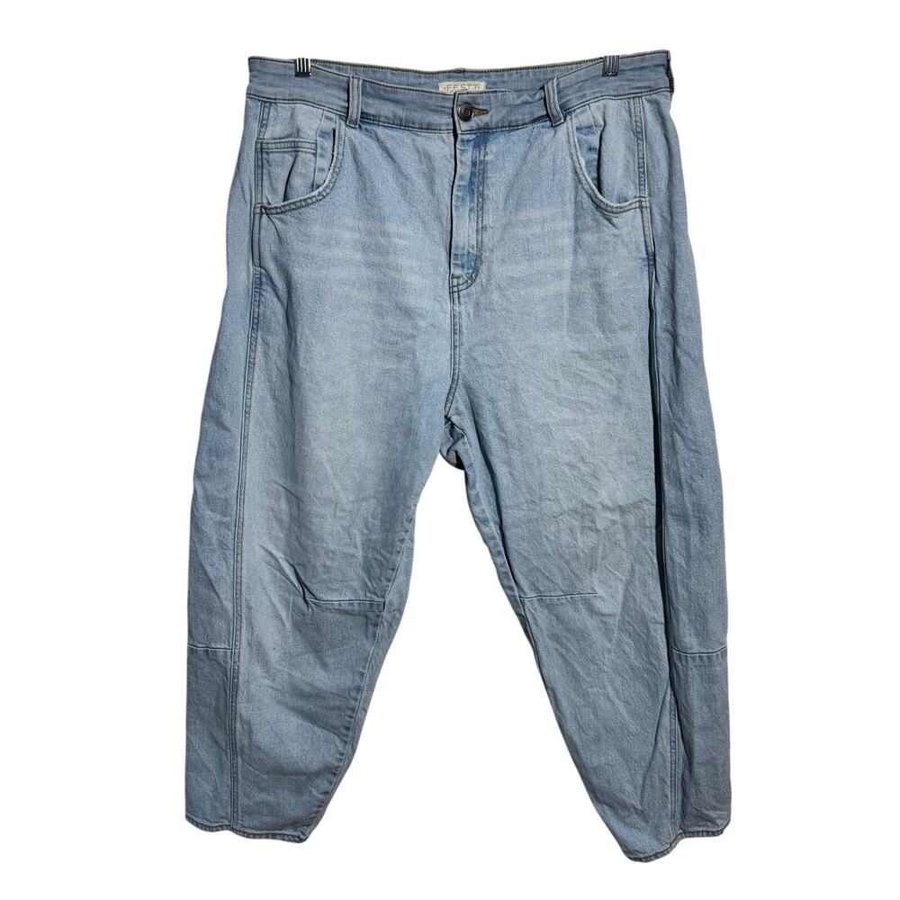 Festi‎ Barrel Leg Denim Jeans Women 16R Plus Size Blue Light Wash Boho Cotton